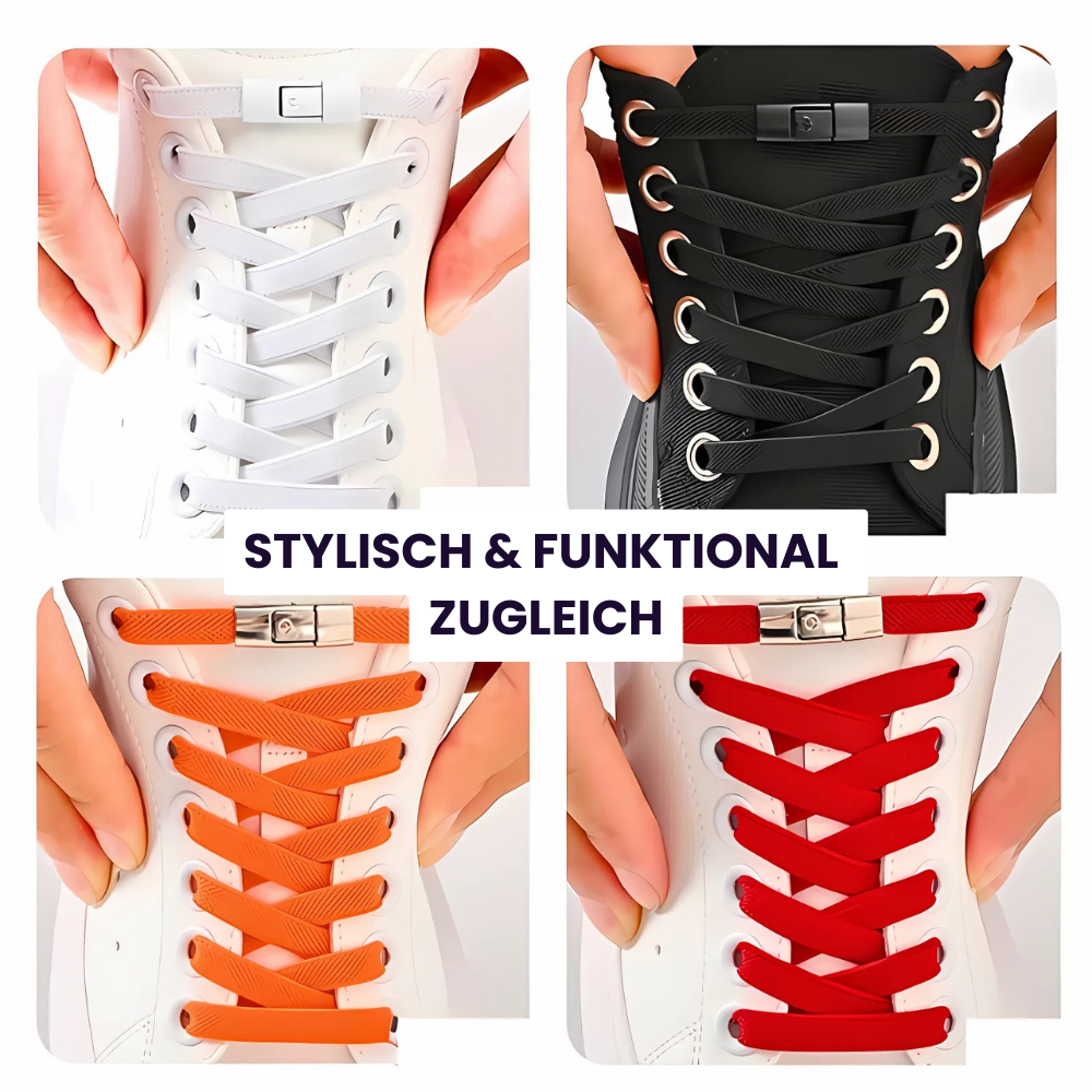 Elastische Schnürsenkel mit Schnellverschluss - Nie wieder binden, einfach klicken!